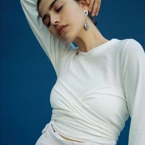 The Line By K WAYNE WRAP TEE WHITE Small